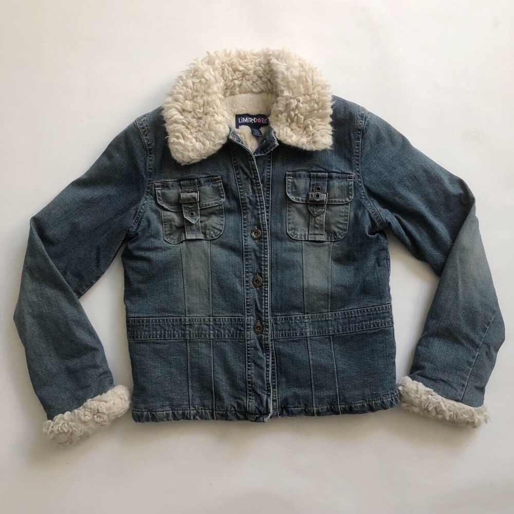 Y2K Limited Too Faux Shearling Lined Denim Jacket